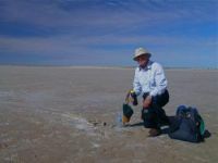 Tour guest in the centre of Lake Eyre