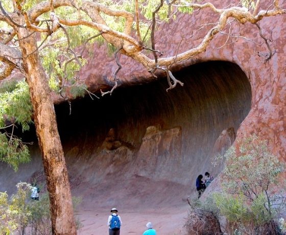 The base walk around Uluru provides many points of geological and cultural interest in a comfortable 9.4 kms circuit.