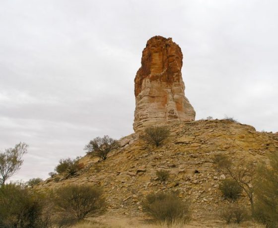 Rising 40 metres above the Simpson Desert, Chambers Pillar is a sandstone deposit worn down over 350 million years, a landmark for explorers and pioneers since 1860