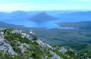 Lake Pedder panorama from Mt Anne, image from our Tasmania National Parks Tour