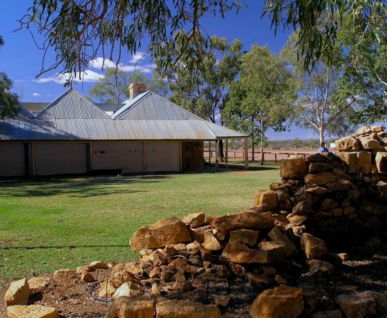 The heritage listed Noccundra Hotel on Nockatunga Station was established in 1886 and built with quarry stone carried in by camel trains. Local population of this isolated outpost is 4.