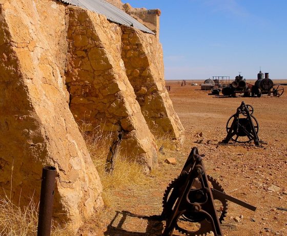 A construction masterpiece, Australia's largest sheep shearing shed sited on Cordillo Downs Station of 7,500 sq kms. 100,000 sheep once grazed this stony property. 