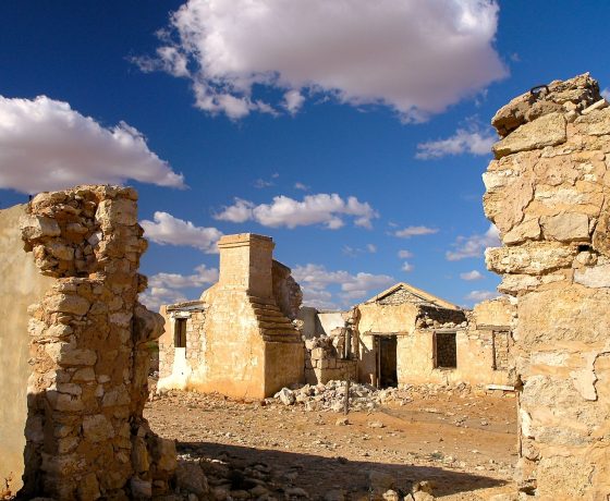 The Cadelga Homestead in the  Strzelecki Desert first settled in 1880, was abandoned in 1903. It features stone craftsmanship given timber was a rarity