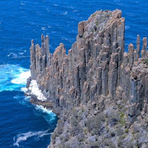 Cape Raoul dolerite rock columns buffeted by the Tasman Sea on our Tasmania National Park tour