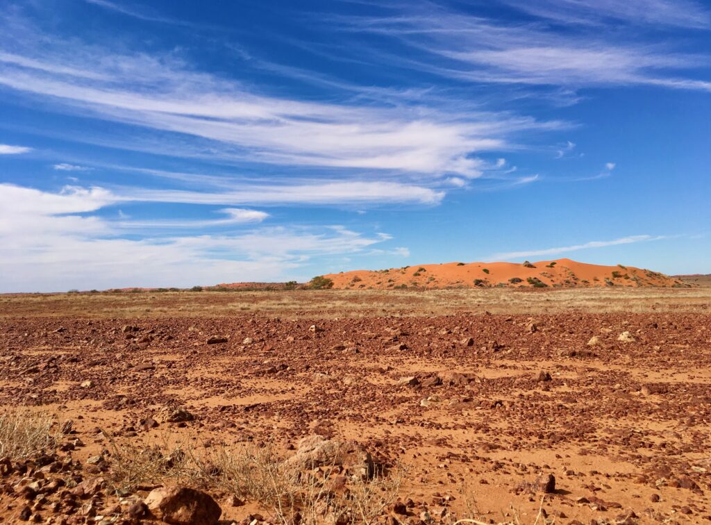 Sturt Stony Desert with outlier dunes of Strzelecki Desert