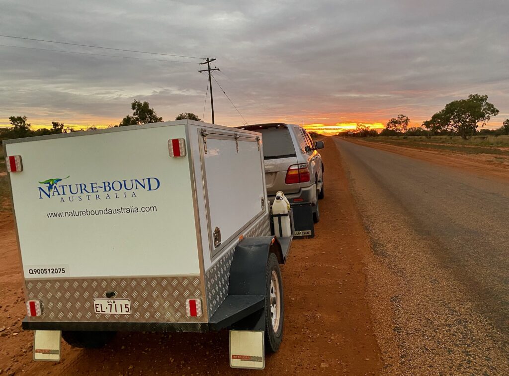 Early morning road to sunrise - Corner Country Outback Tour