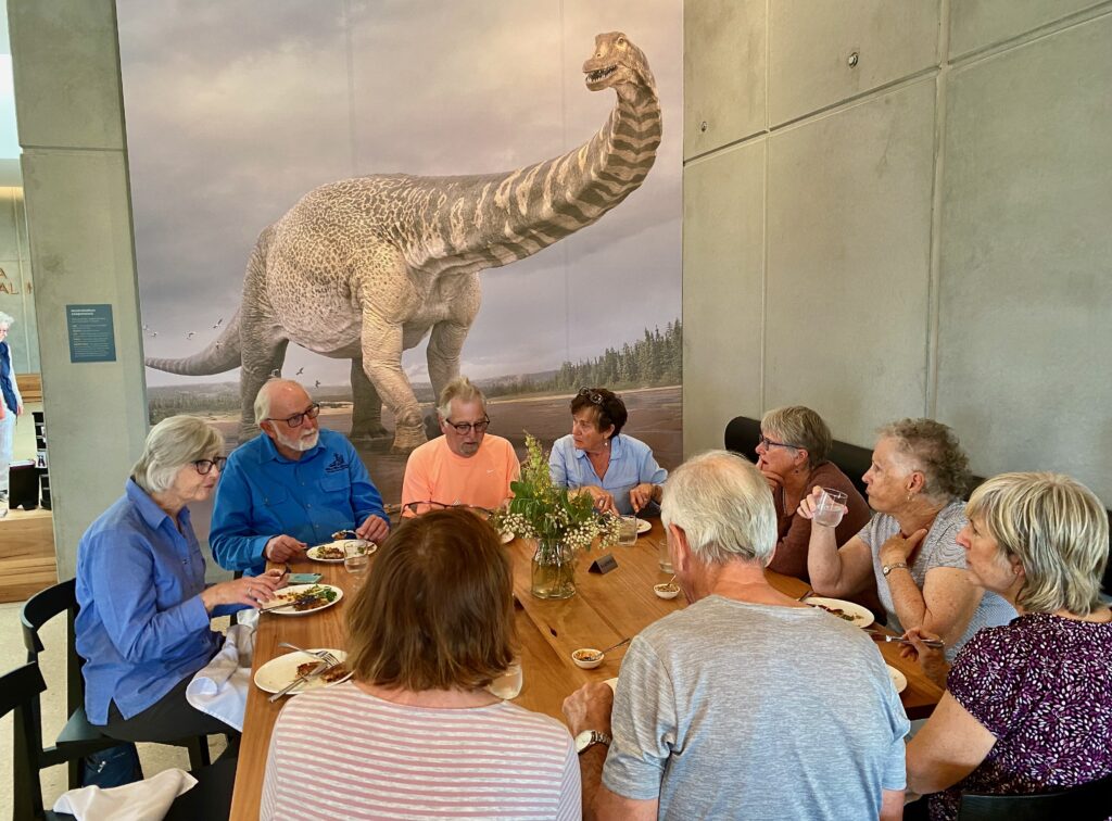 Our tour group lunch at the Eromanga Natural History Museum