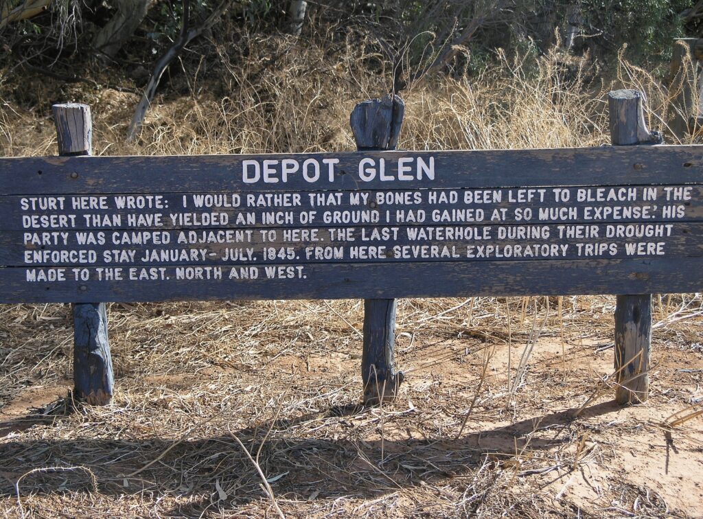 Sturt's journal entry at Depot Glen