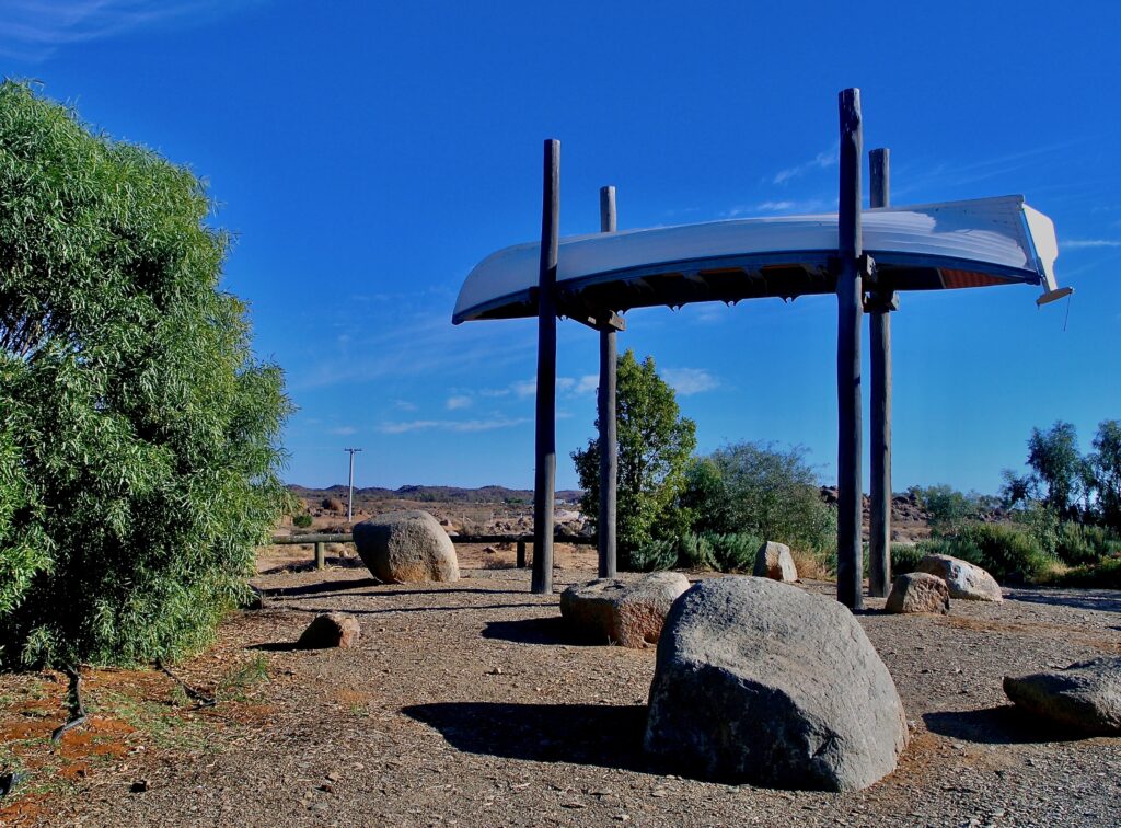 Replica of Sturt's whale boat - anticipating an inland sea